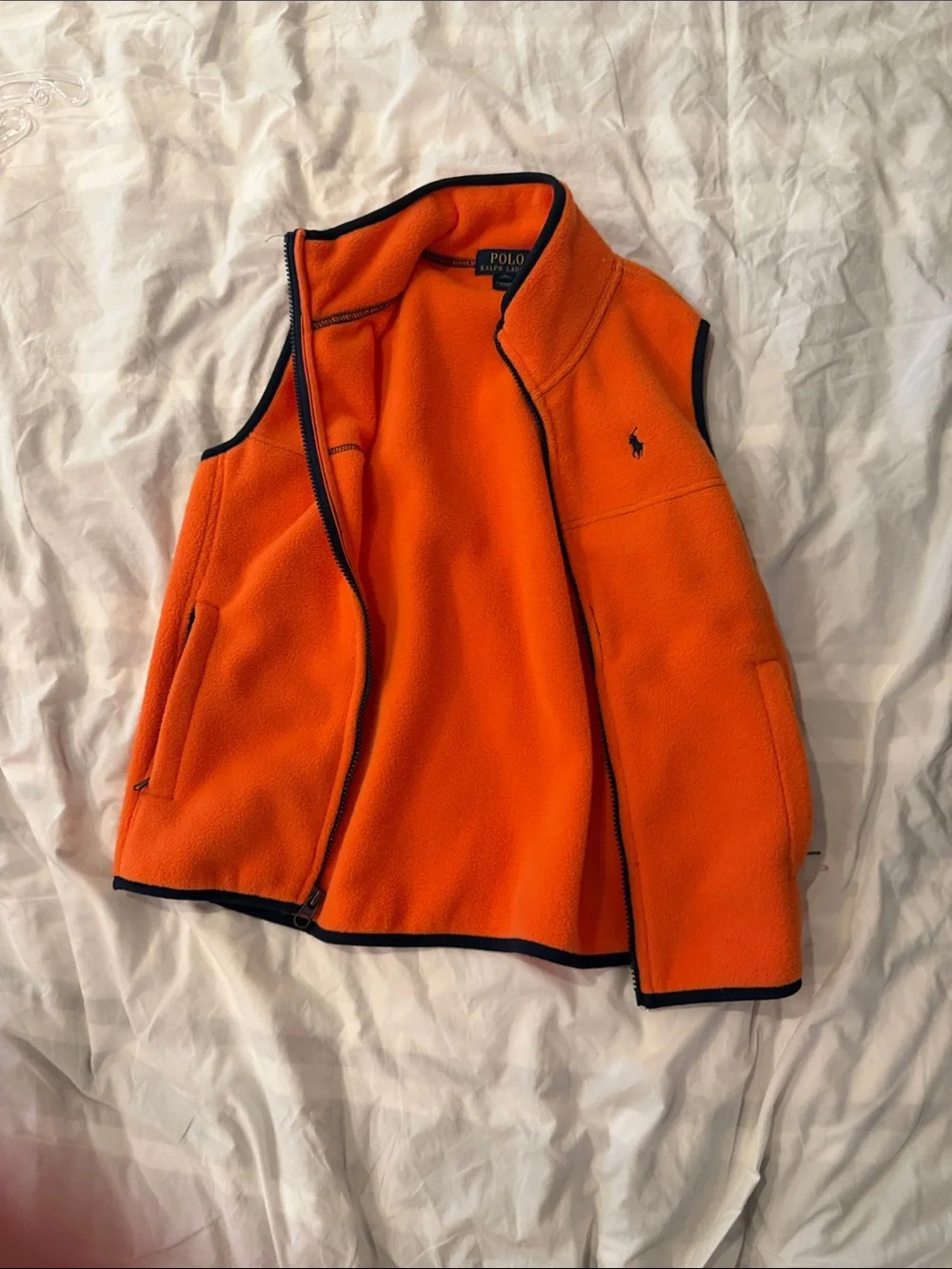 Ralph Lauren Orange Fleece Vest with Black Trim